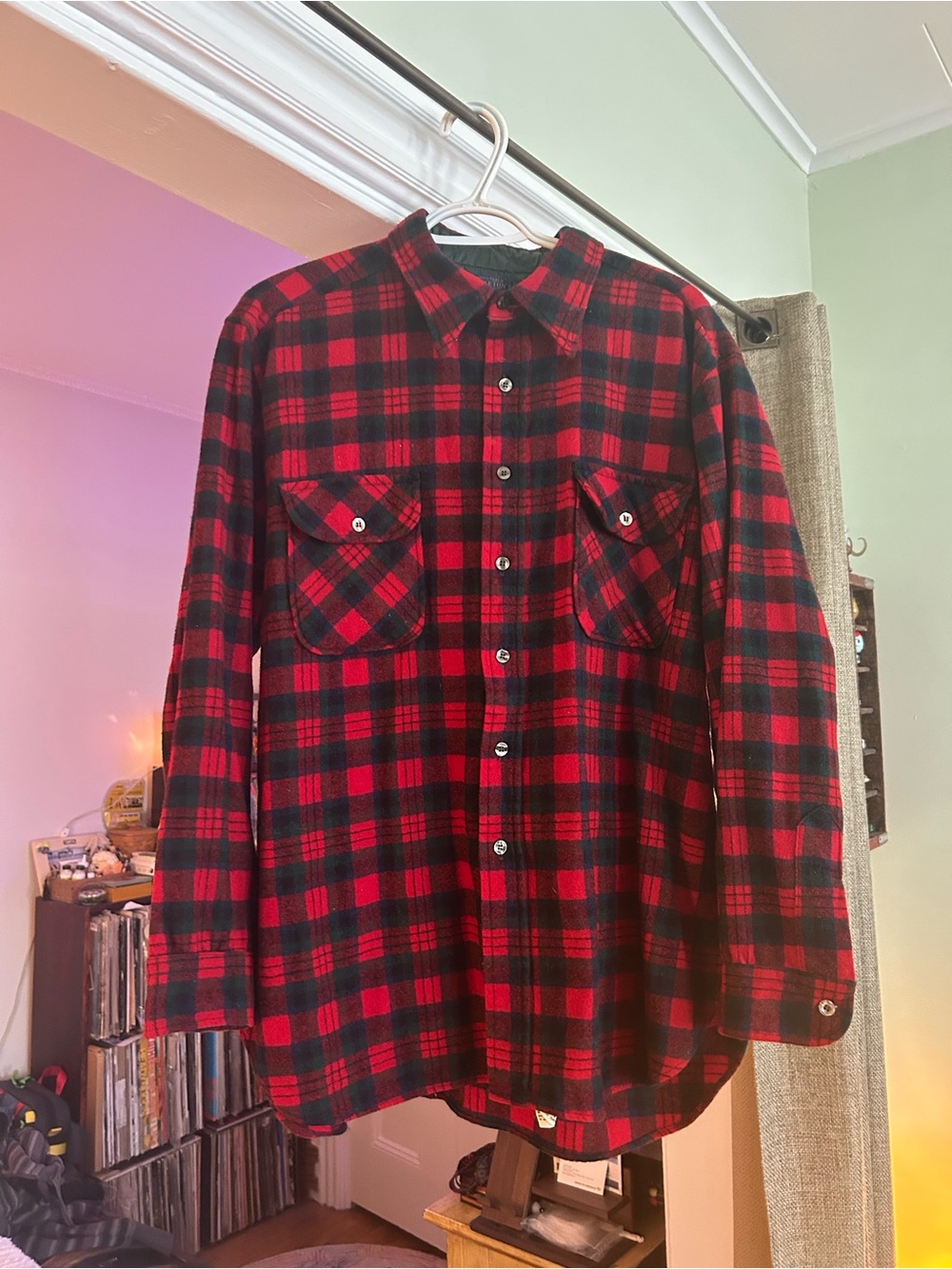 Pendleton Red and Black Plaid Button-Up Flannel Shirt